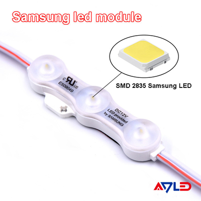 การฉีดแหล่งกำเนิดแสงโมดูล LED ของ Samsung SMD 2835 3 หลอดวอร์มไวท์ 12V กันน้ำ IP68
