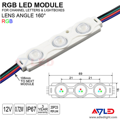 ไฟโมดูล RGB LED SMD 5050 ป้ายแบ็คไลท์กันน้ำ 3 เปลี่ยนสี 12 Volt