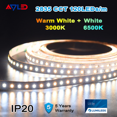 ไฟ LED Strip สีขาวปรับได้แบบไดนามิก 12V Waterproof