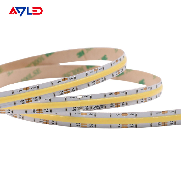 ไฟสตรีป์สีขาวแบบคู่แรงสูง COB CCT 3000K-6500K สีอุณหภูมิแสงแบบเดียวกัน UL Listed Tape Light