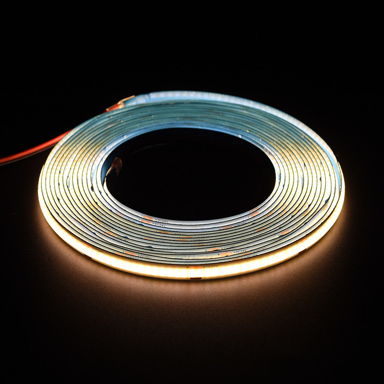 ความหนาแน่นสูงไร้จุด 480Leds โฟกซ์เบิ้ล COB Strip Light COB LED Strip 5 เมตร/รีล 8MM 12V/24V