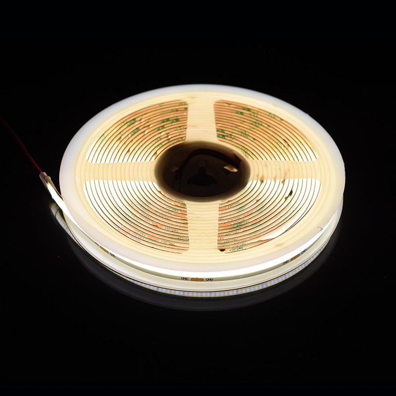 แผ่นอลูมิเนียม สาย LED COB ไม่มีจุด พร้อม LED 528 บนเทป 10 มิลลิเมตร และสี 2700K/6500K