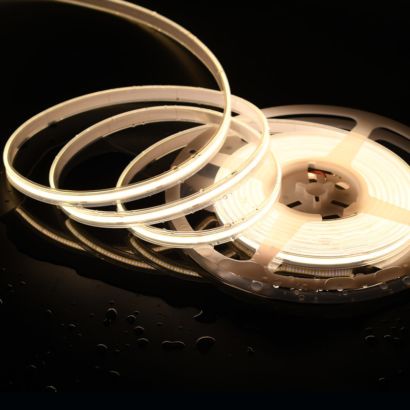 480 LEDs/m COB LED Strip 12V/24V 5m ความยาว สีขาวอบอุ่น/เย็น การออกแบบยืดหยุ่น